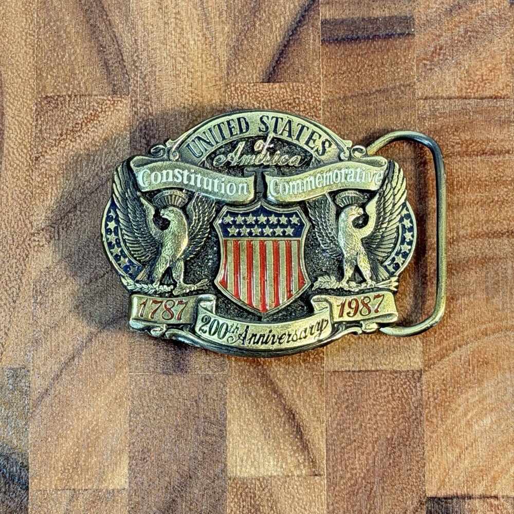 USA Constitution Commemorative 200th Anniversary 1787-1987 Belt Buckle VTG